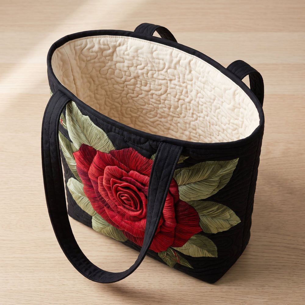 Elegant Rose Quilted Tote Bag 2