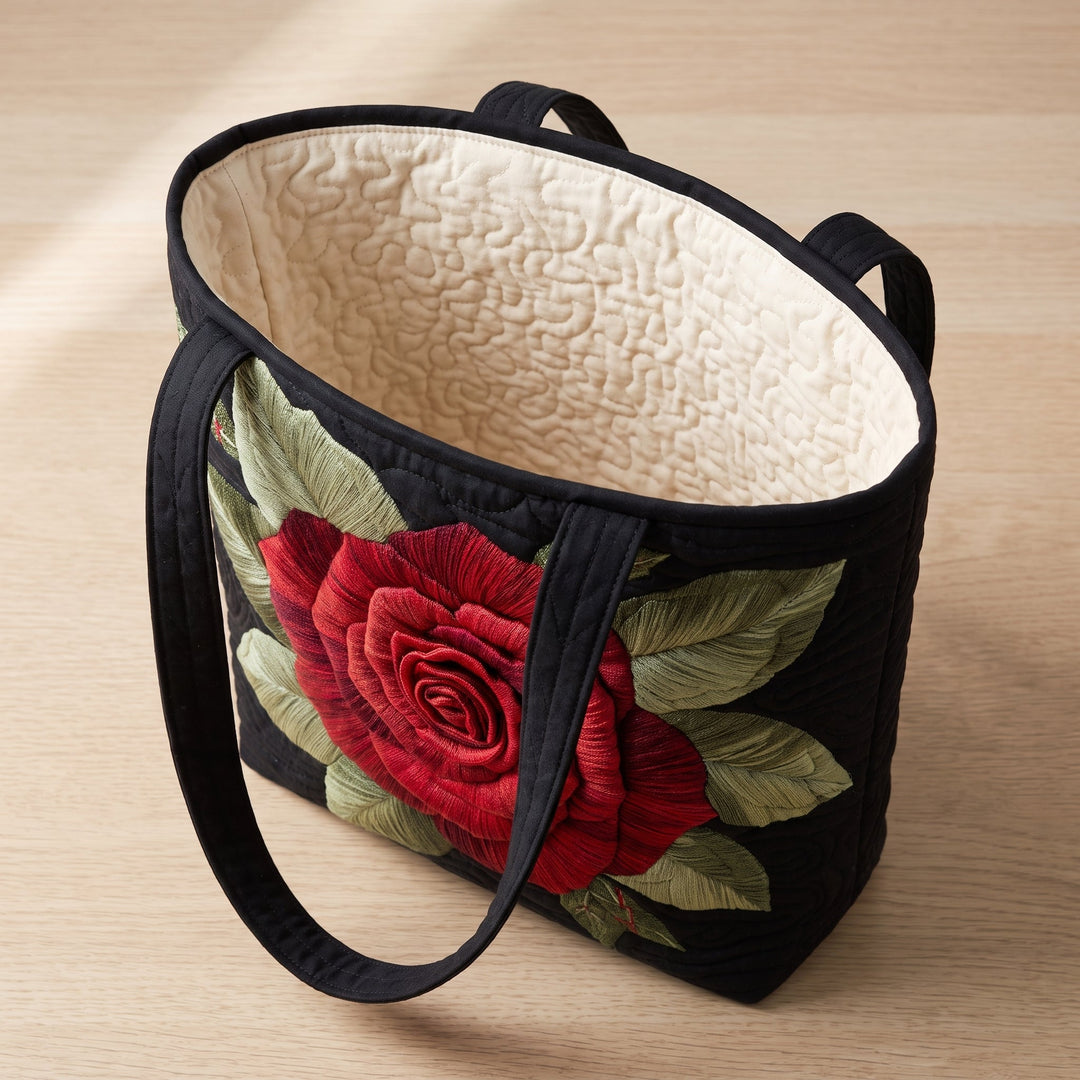 Elegant Rose Quilted Tote Bag 2