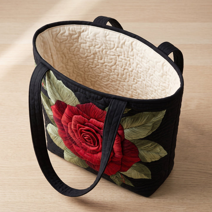 Elegant Rose Quilted Tote Bag 2