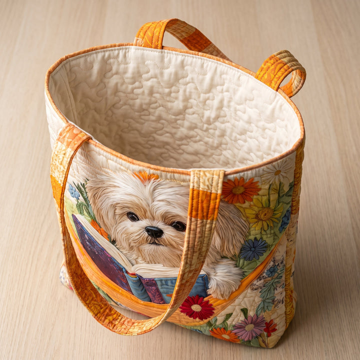 Artisanal Bag - Shih Tzu with Books and Flowers 3