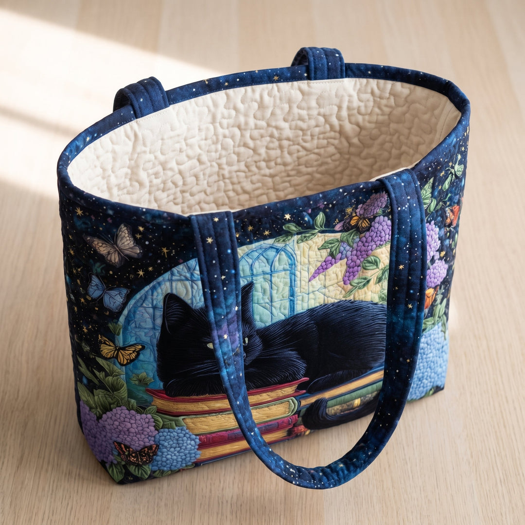 Artisanal Bag - Black Cat on Books 3