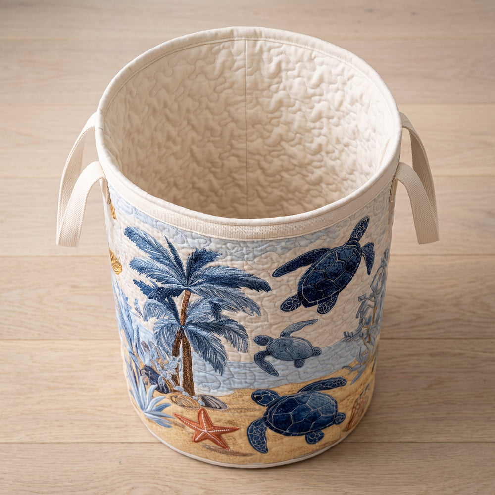 Sea Turtle Quilted Laundry Basket 2