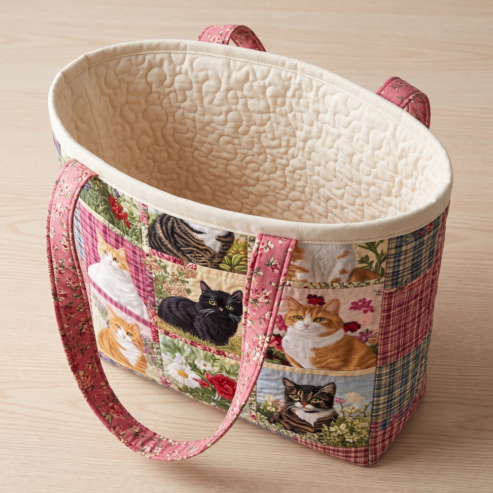 Sunflower Cat Quilted Tote Bag 2