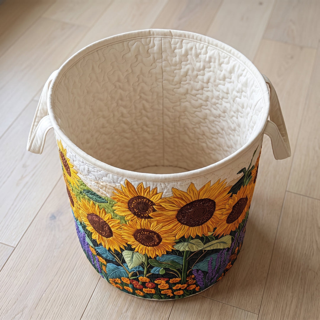 Sunflowers Quilted Laundry Basket 2