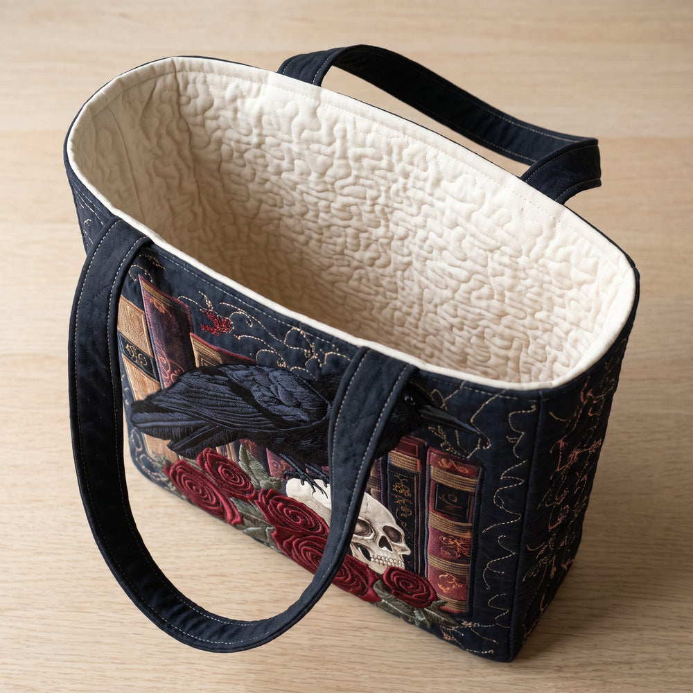 Mystic Raven Book Quilted Tote Bag 2