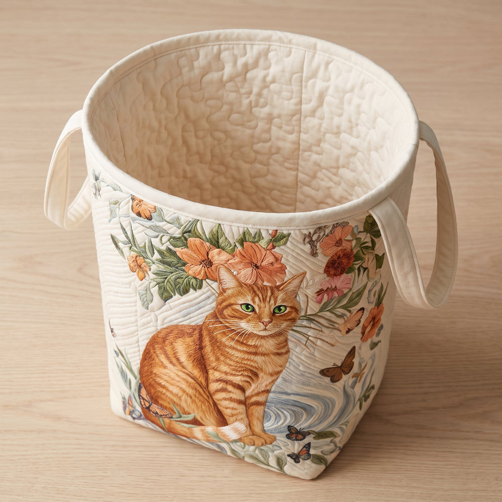 Warm Yellow Quilted Laundry Basket 2