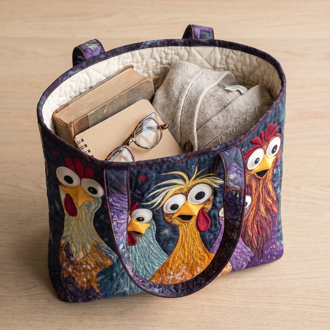 Artisan Bag - Five Colorful Chickens 3