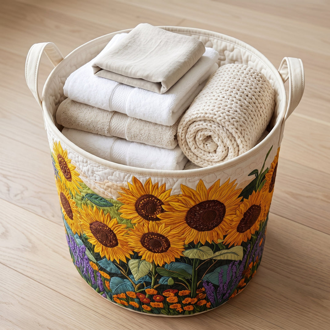 Sunflowers Quilted Laundry Basket 3
