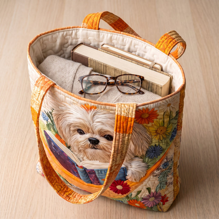 Artisanal Bag - Shih Tzu with Books and Flowers 4