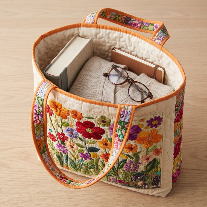 Blooming Garden Quilted Tote Bag 3