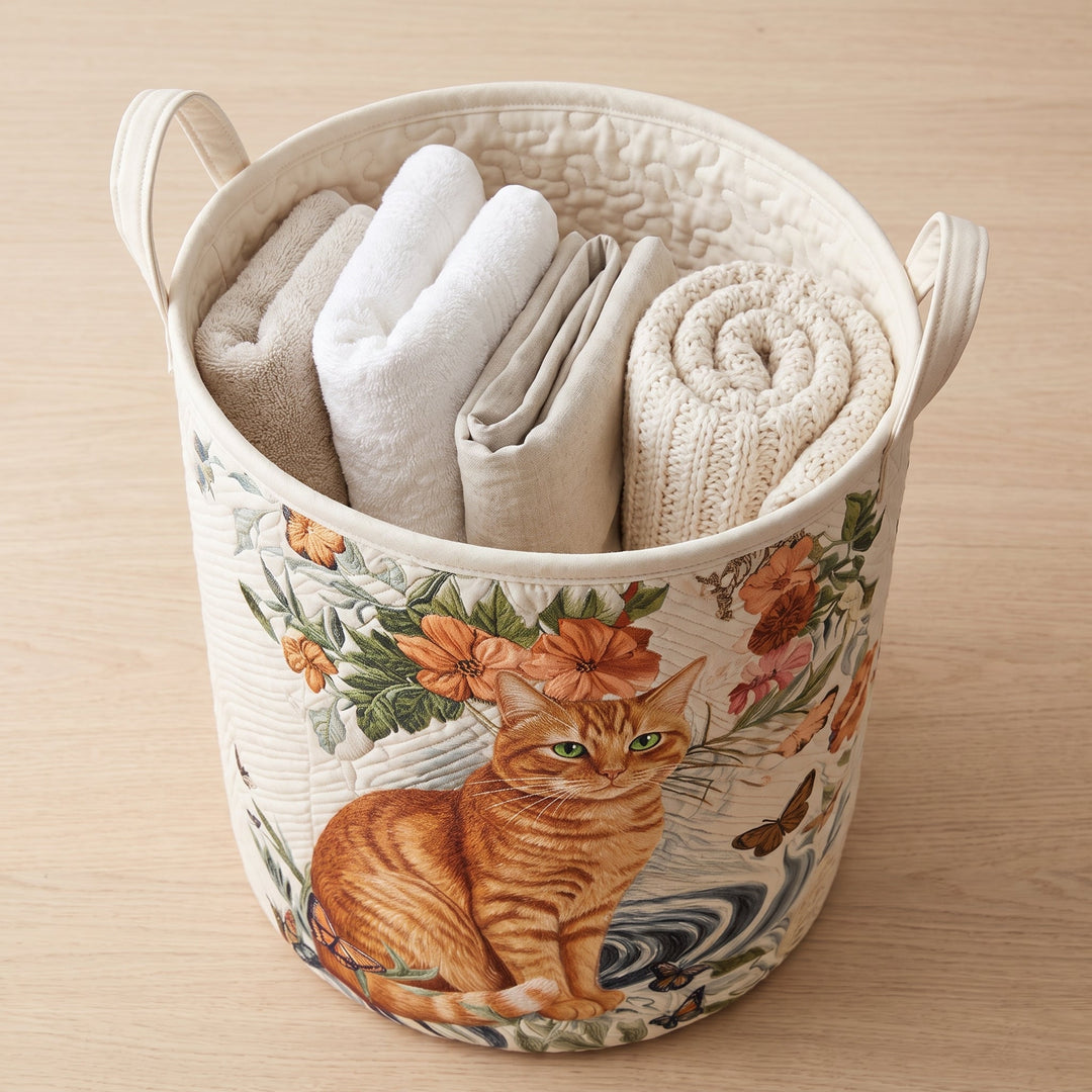 Warm Yellow Quilted Laundry Basket 3
