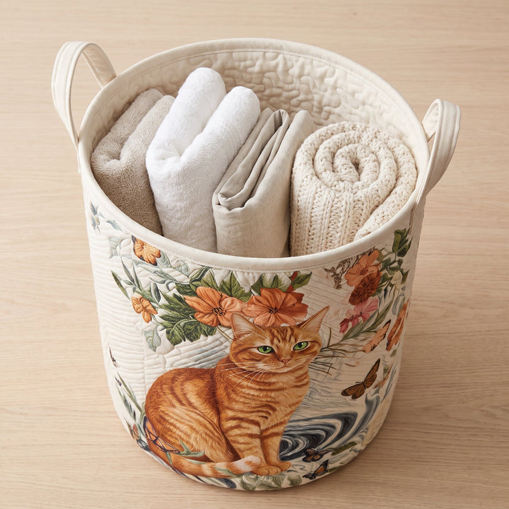 Warm Yellow Quilted Laundry Basket 3