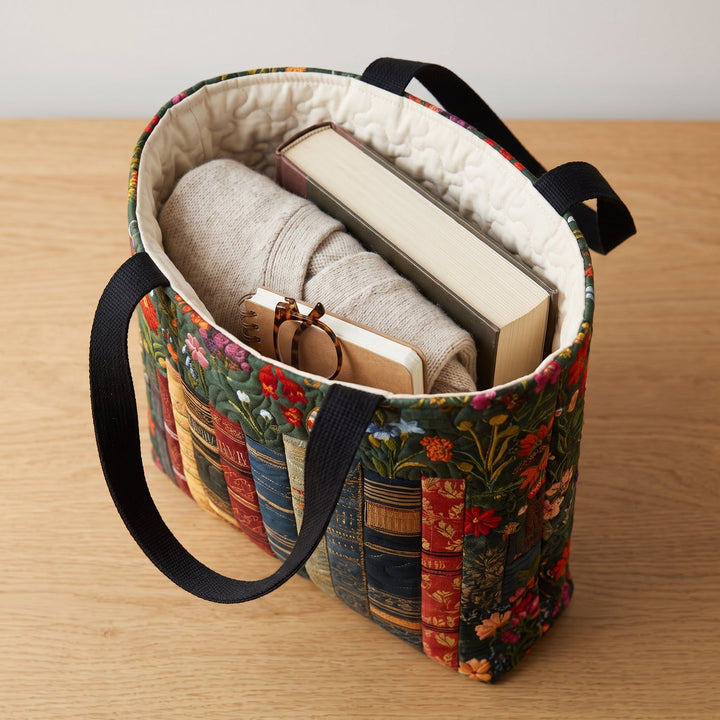 Love Books Quilted Tote Bag 3