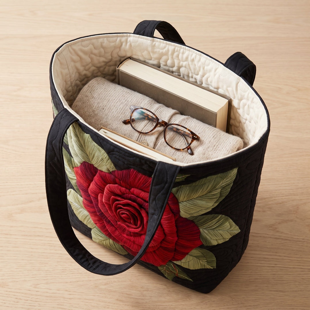 Elegant Rose Quilted Tote Bag 3
