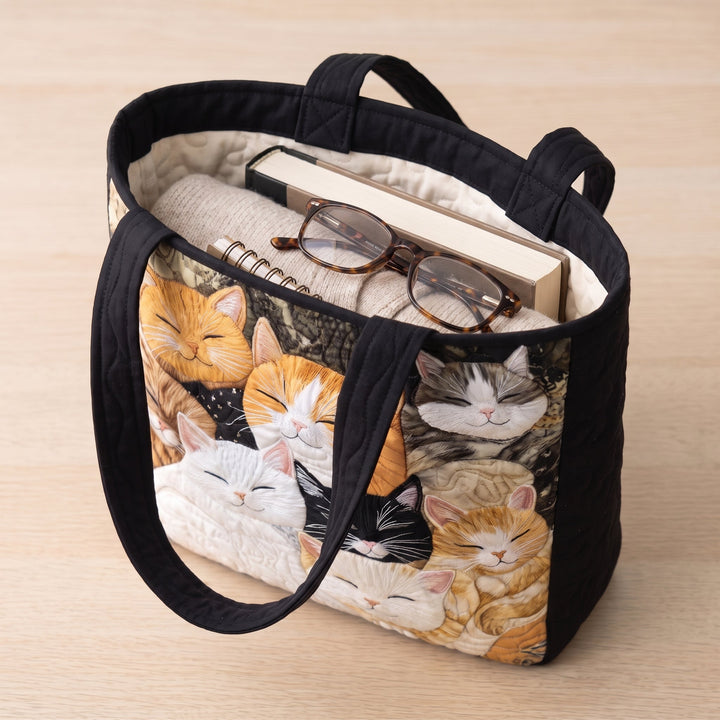 Artisanal Quilted Bag - Sleeping Kittens 4