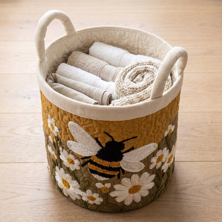 Daisy & Bee Quilted Laundry Basket 3