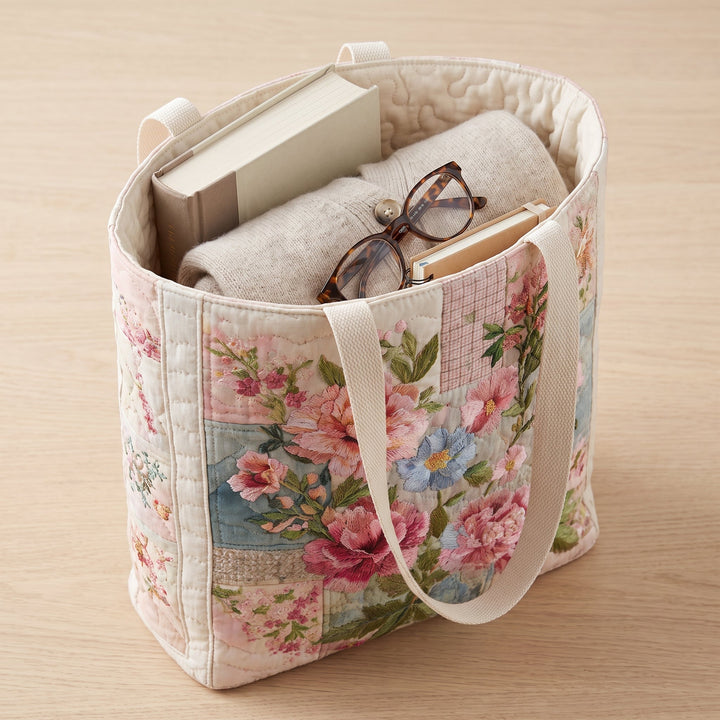 Blooming Flower Quilted Tote Bag 3