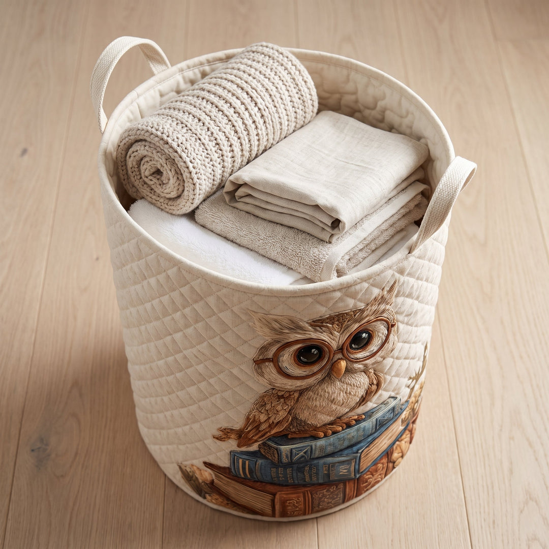 Owl Quilted Laundry Basket 3