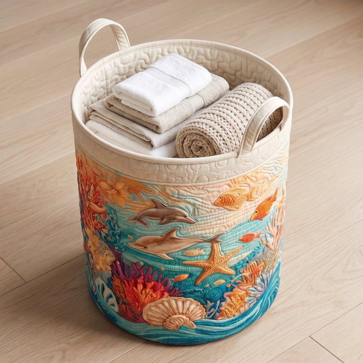 Sea Breeze Quilted Laundry Basket 3