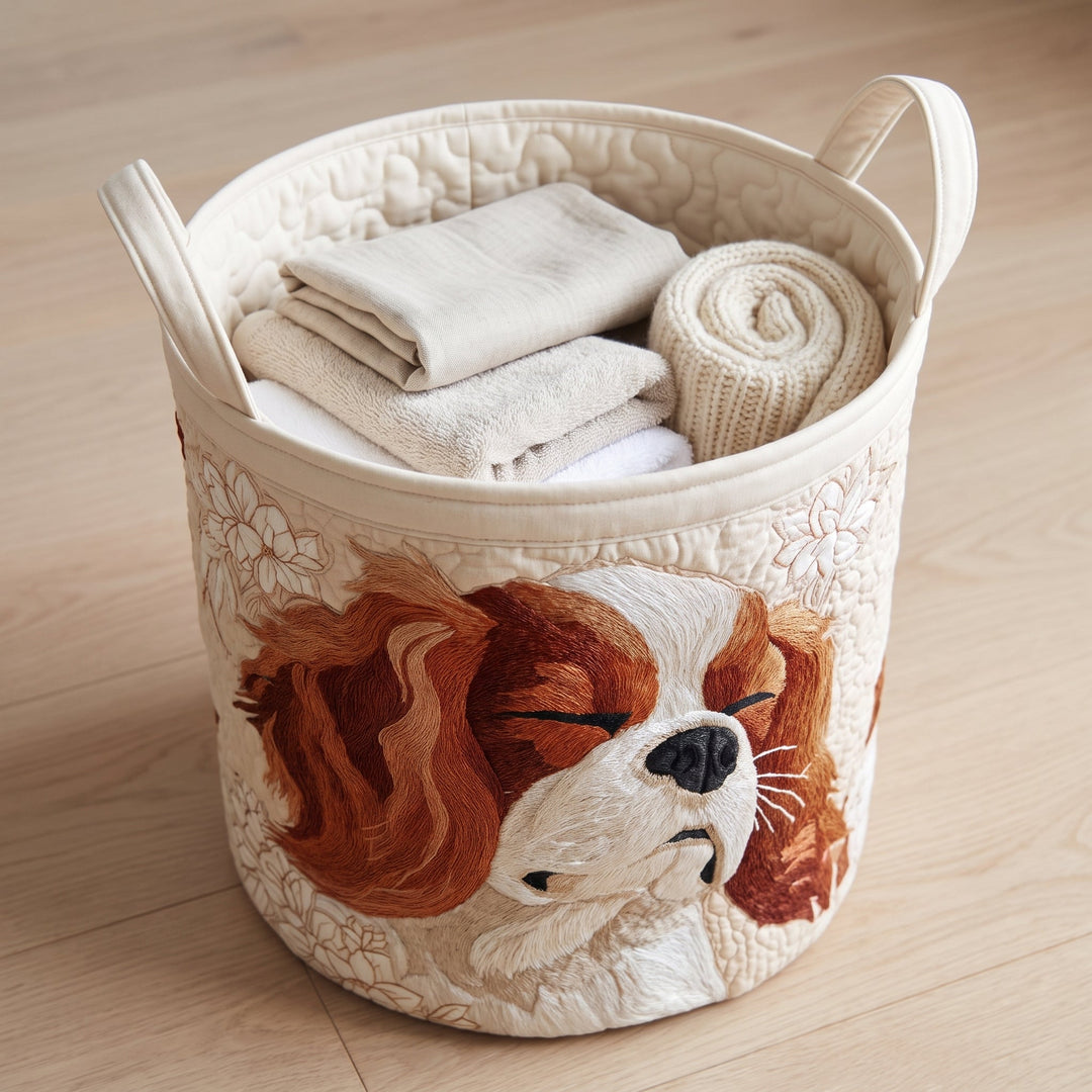 Cavalier King Charles Quilted Laundry Basket 3