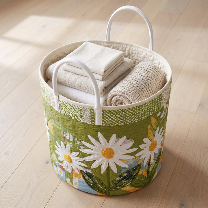 Sunny Stems Quilted Laundry Basket 3