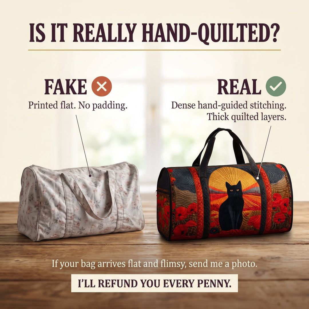 Sunset Cat Quilted Duffle Bag 3