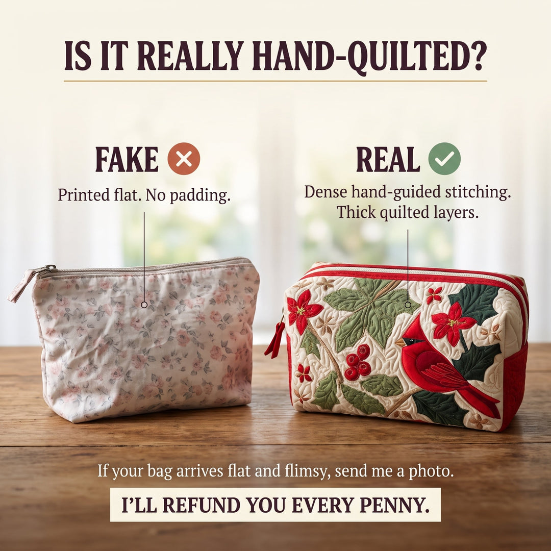 Holly Cardinal Quilted Makeup Bag 3