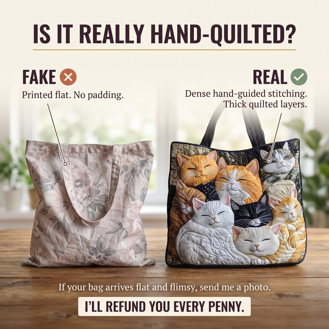 Artisanal Quilted Bag - Sleeping Kittens 7