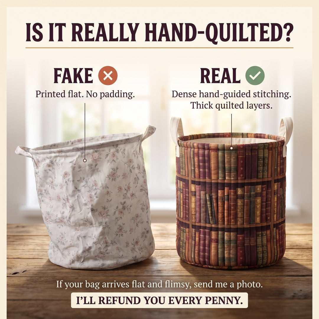 Literary Spirit Quilted Laundry Basket 5