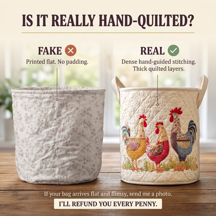 Cheerful Chicken Coop Quilted Laundry Basket 5
