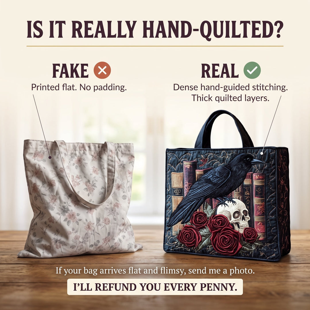 Mystic Raven Book Quilted Tote Bag 4