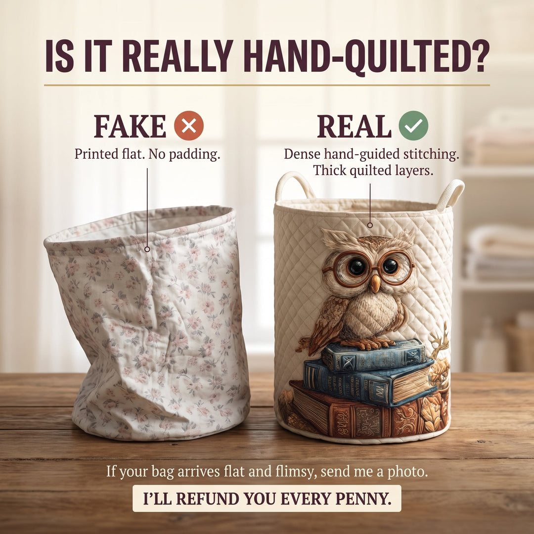 Owl Quilted Laundry Basket 5