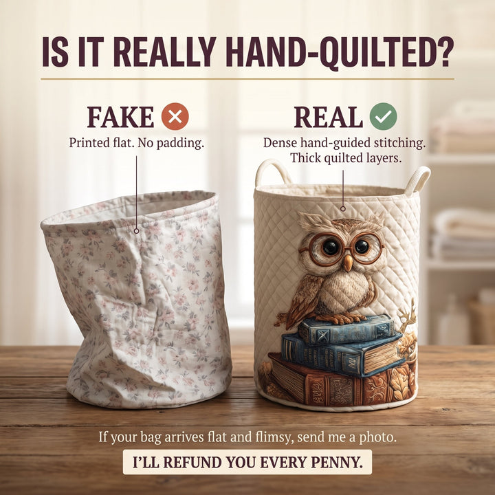 Owl Quilted Laundry Basket 5