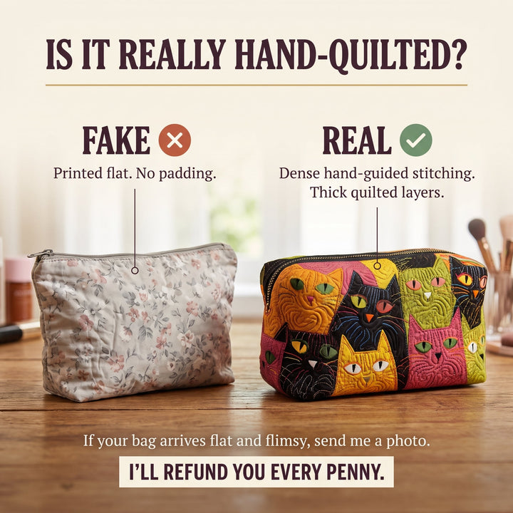 Cat Garden Quilted Makeup Bag 3