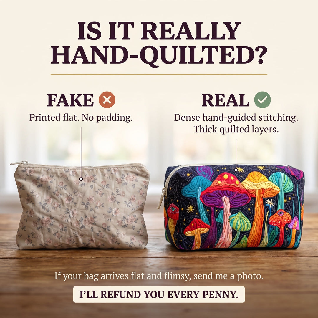 Groovy Shroom Quilted Makeup Bag 3
