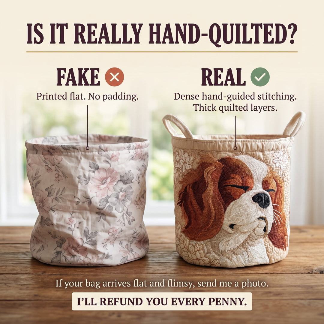 Cavalier King Charles Quilted Laundry Basket 5