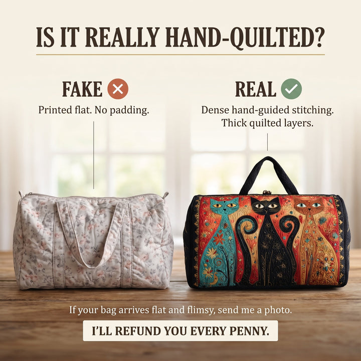 Enchanted Cats Trio Quilted Duffle Bag 3