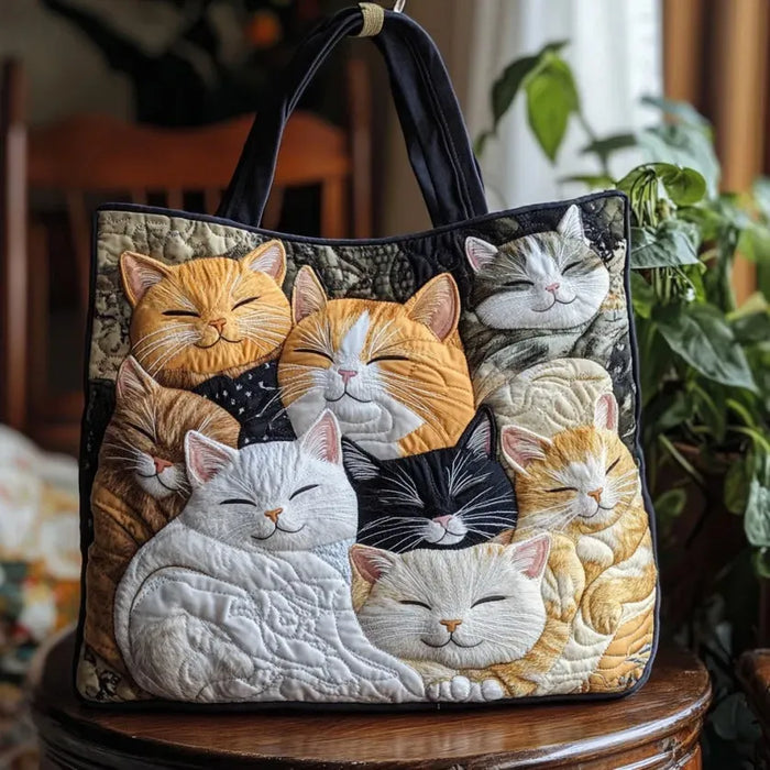 Artisanal Quilted Bag - Sleeping Kittens 1
