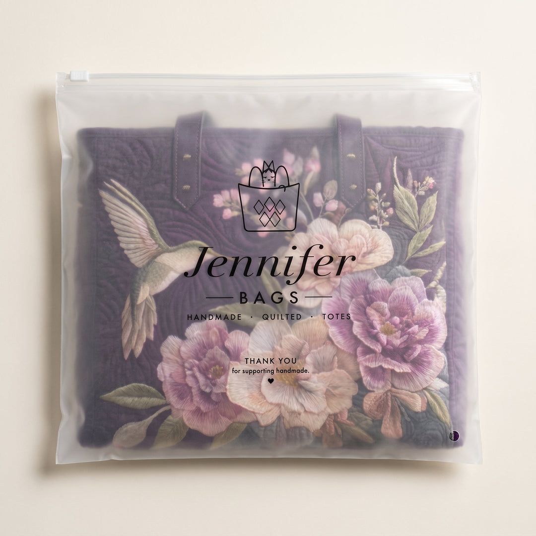 Artisanal Quilted Bag - Hummingbirds and Orchids 11