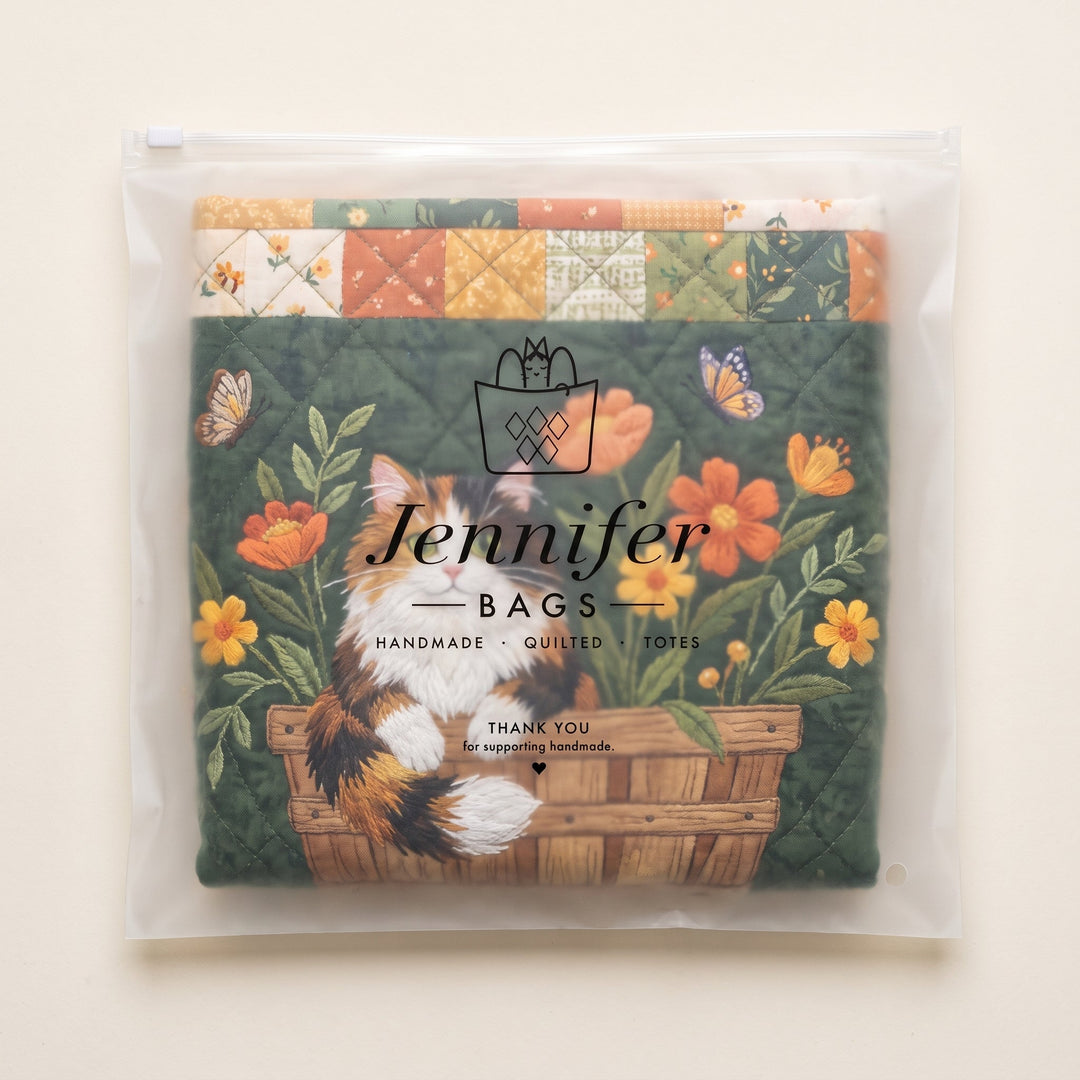Cat Among the Petals Quilted Laundry Basket 9
