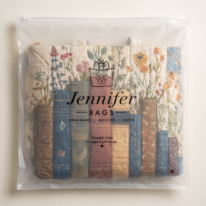 Artisan Quilted Bag - Books and Flowers 9