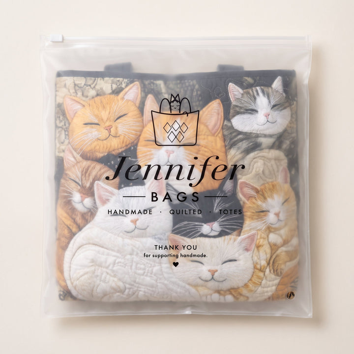 Artisanal Quilted Bag - Sleeping Kittens 11