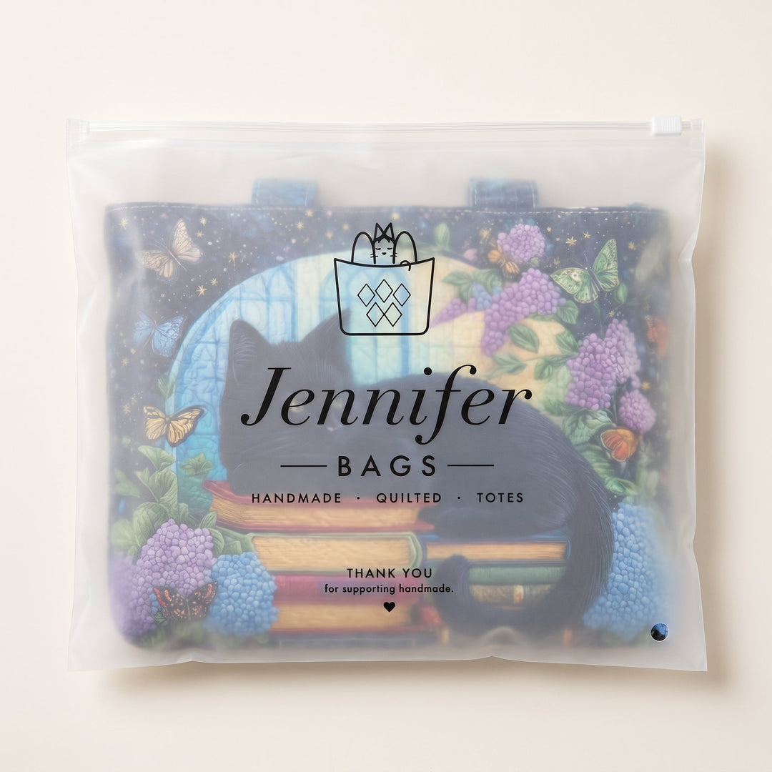 Artisanal Bag - Black Cat on Books 10