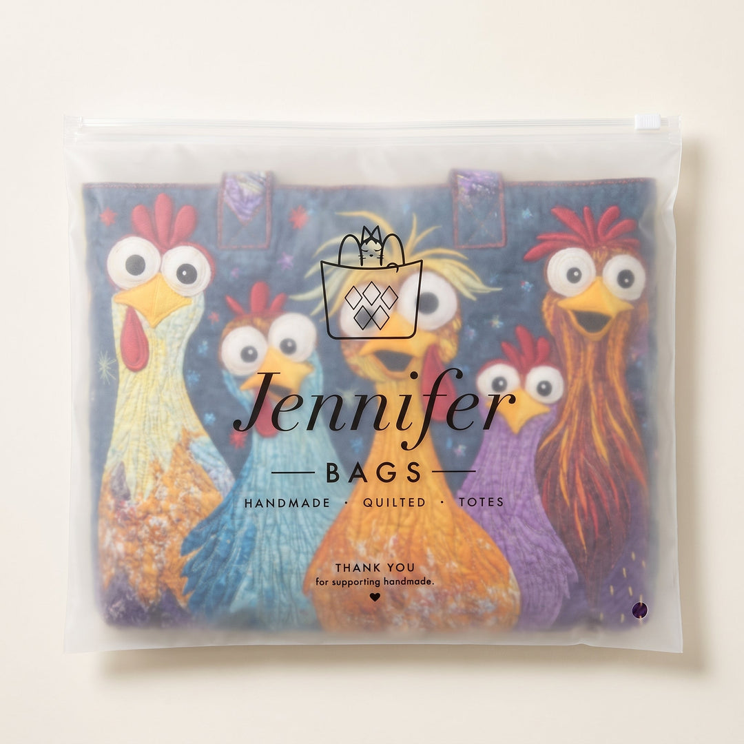 Artisan Bag - Five Colorful Chickens 8