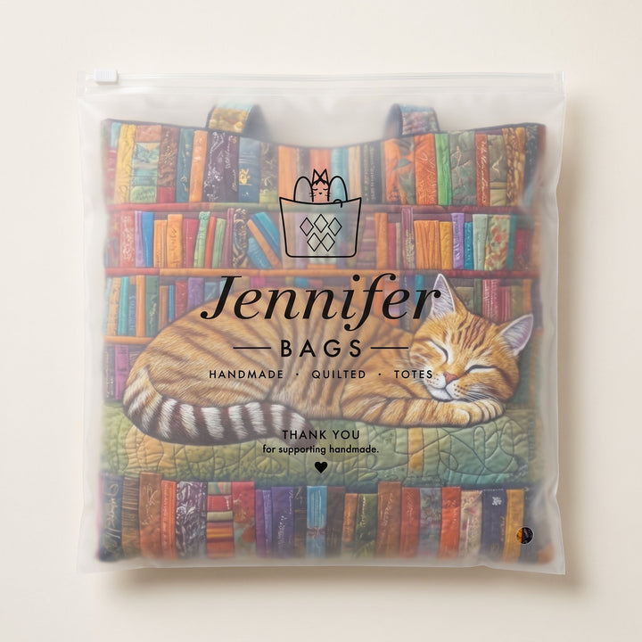 Bookish Cat Nap Quilted Tote Bag 8