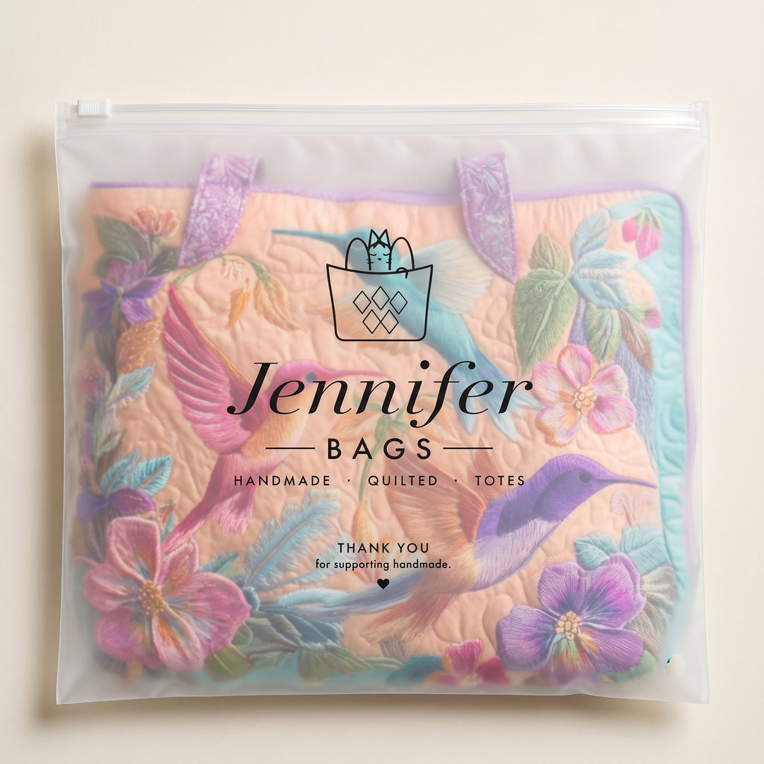 Hummingbird Flower Quilted Tote Bag 8