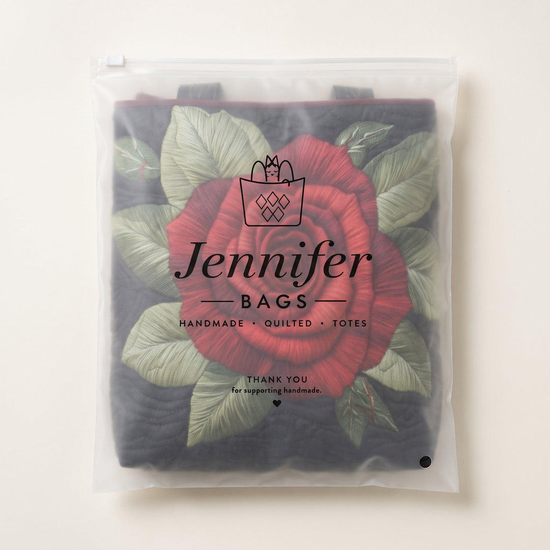 Elegant Rose Quilted Tote Bag 8
