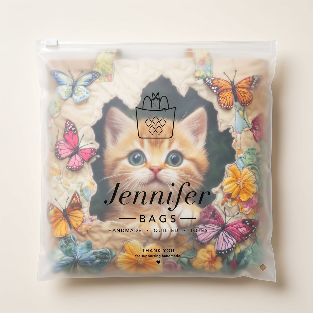 Butterfly Cat Quilted Tote Bag 8