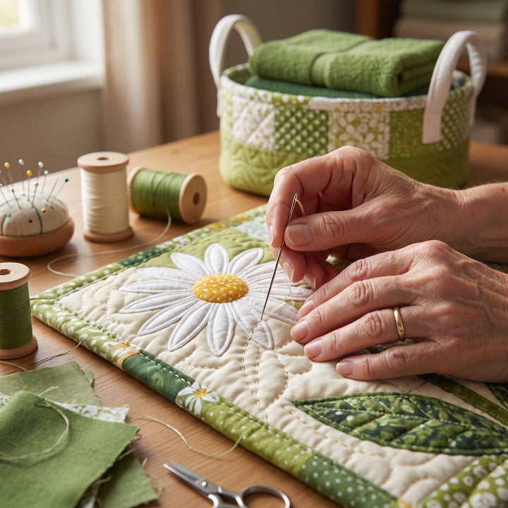 Sunny Stems Quilted Laundry Basket 6