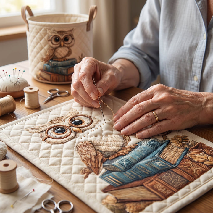 Owl Quilted Laundry Basket 6